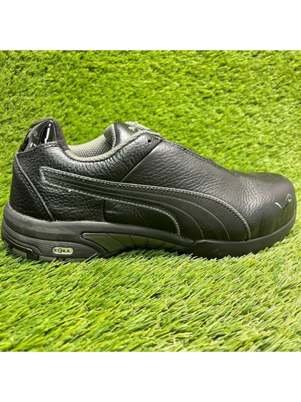 Puma Velocity Womens 8.5 Black Gray Leather Size Steel Toe Safety Work Shoes
